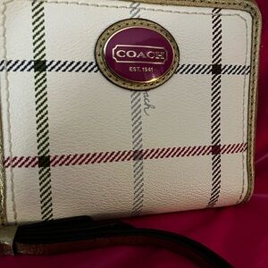 Coach White Plaid Women's Wallet